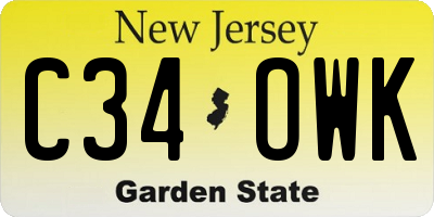 NJ license plate C34OWK