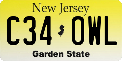 NJ license plate C34OWL
