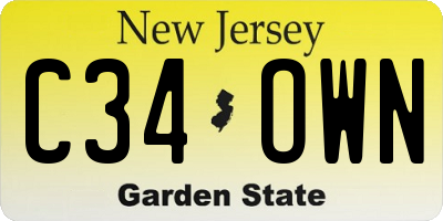 NJ license plate C34OWN