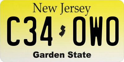NJ license plate C34OWO