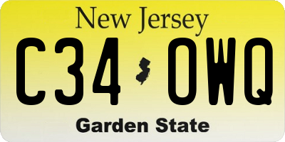 NJ license plate C34OWQ
