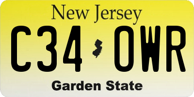 NJ license plate C34OWR
