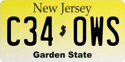 NJ license plate C34OWS
