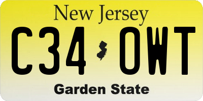 NJ license plate C34OWT