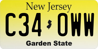 NJ license plate C34OWW