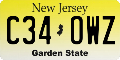 NJ license plate C34OWZ