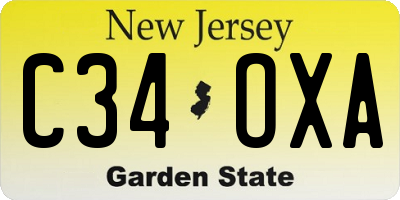 NJ license plate C34OXA