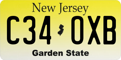 NJ license plate C34OXB