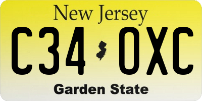 NJ license plate C34OXC