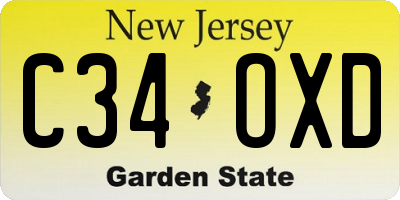 NJ license plate C34OXD