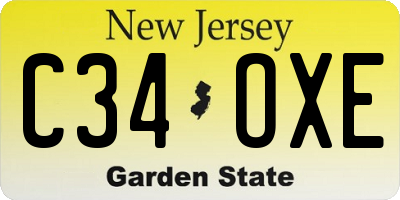 NJ license plate C34OXE