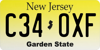 NJ license plate C34OXF