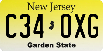 NJ license plate C34OXG