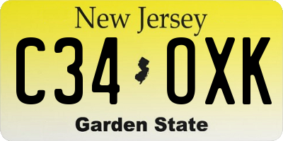 NJ license plate C34OXK