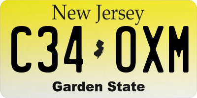 NJ license plate C34OXM