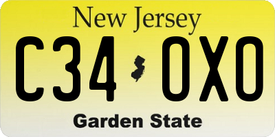 NJ license plate C34OXO