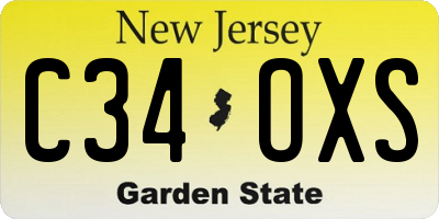 NJ license plate C34OXS