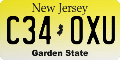 NJ license plate C34OXU