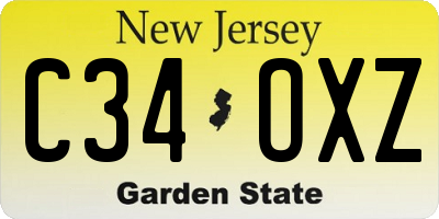 NJ license plate C34OXZ