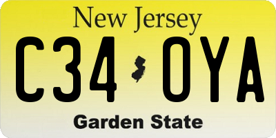 NJ license plate C34OYA