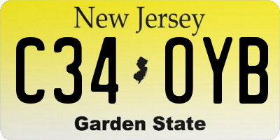 NJ license plate C34OYB