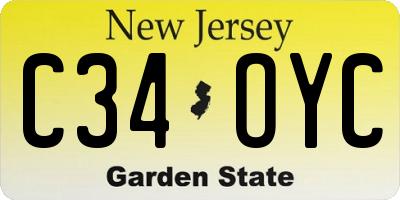NJ license plate C34OYC