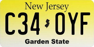 NJ license plate C34OYF