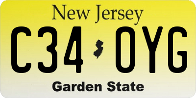 NJ license plate C34OYG
