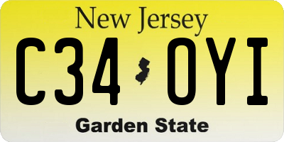 NJ license plate C34OYI