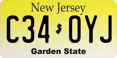 NJ license plate C34OYJ