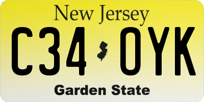 NJ license plate C34OYK