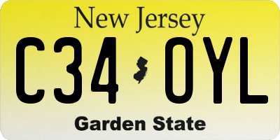 NJ license plate C34OYL