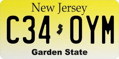 NJ license plate C34OYM