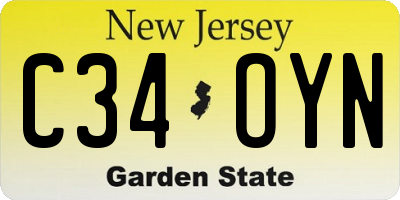 NJ license plate C34OYN