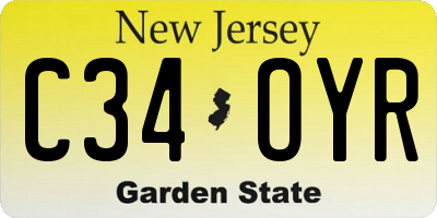 NJ license plate C34OYR