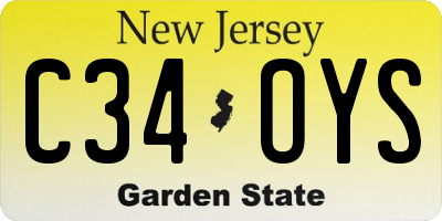 NJ license plate C34OYS
