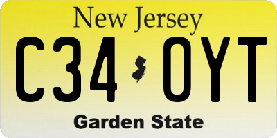 NJ license plate C34OYT