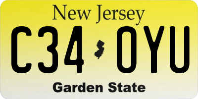 NJ license plate C34OYU