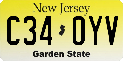 NJ license plate C34OYV