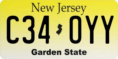 NJ license plate C34OYY
