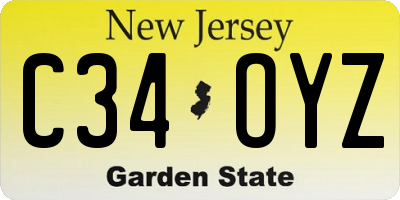NJ license plate C34OYZ