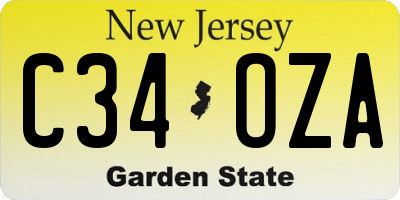 NJ license plate C34OZA