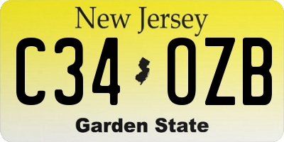 NJ license plate C34OZB