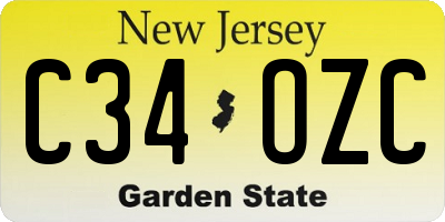 NJ license plate C34OZC