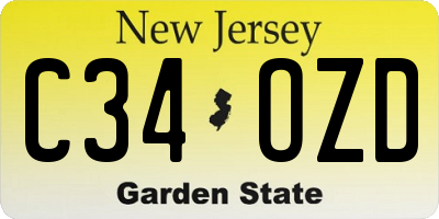 NJ license plate C34OZD