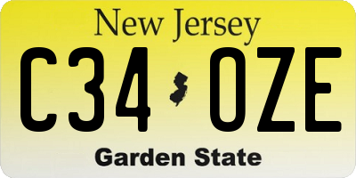 NJ license plate C34OZE