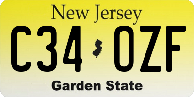 NJ license plate C34OZF