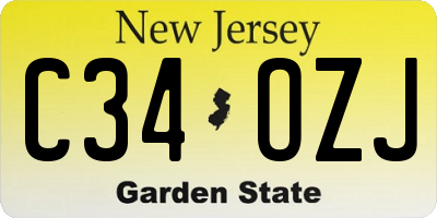 NJ license plate C34OZJ