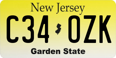 NJ license plate C34OZK