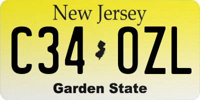 NJ license plate C34OZL